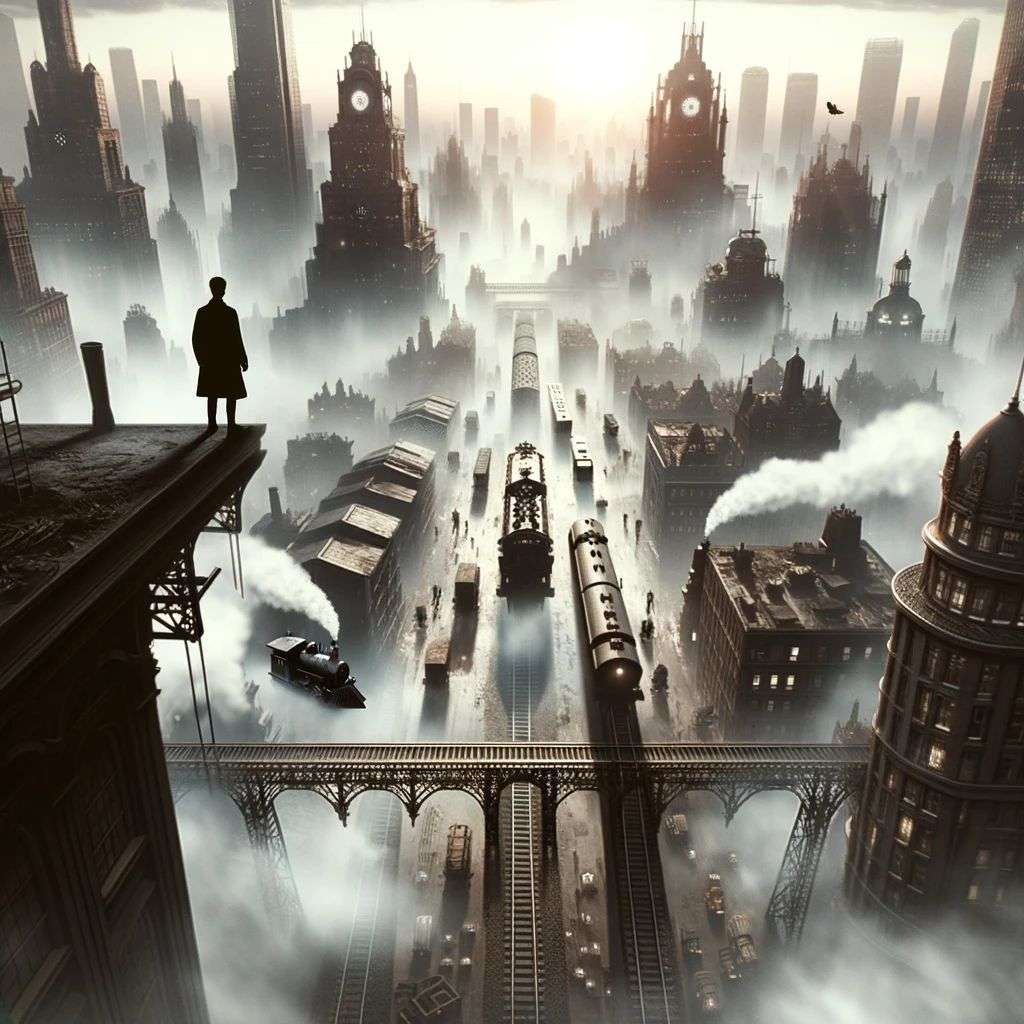 a representation of anxiety, digital art, steampunk